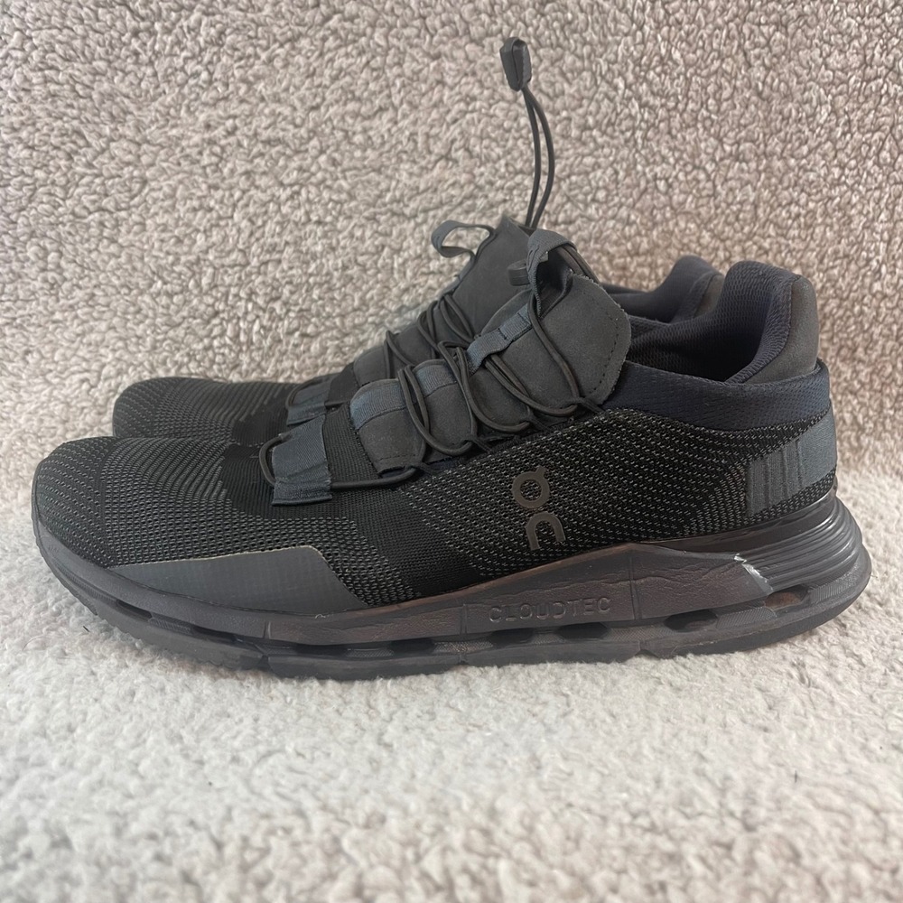 On Running Cloudnova Mens size 11.5 All Black Eclipse Running Athletic‎ Shoes